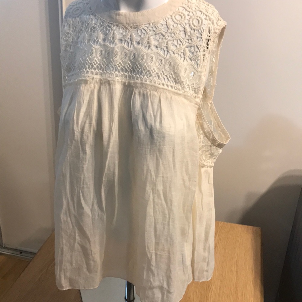 Rebellion Cream Crochet Yoke Sleeveless Camisole